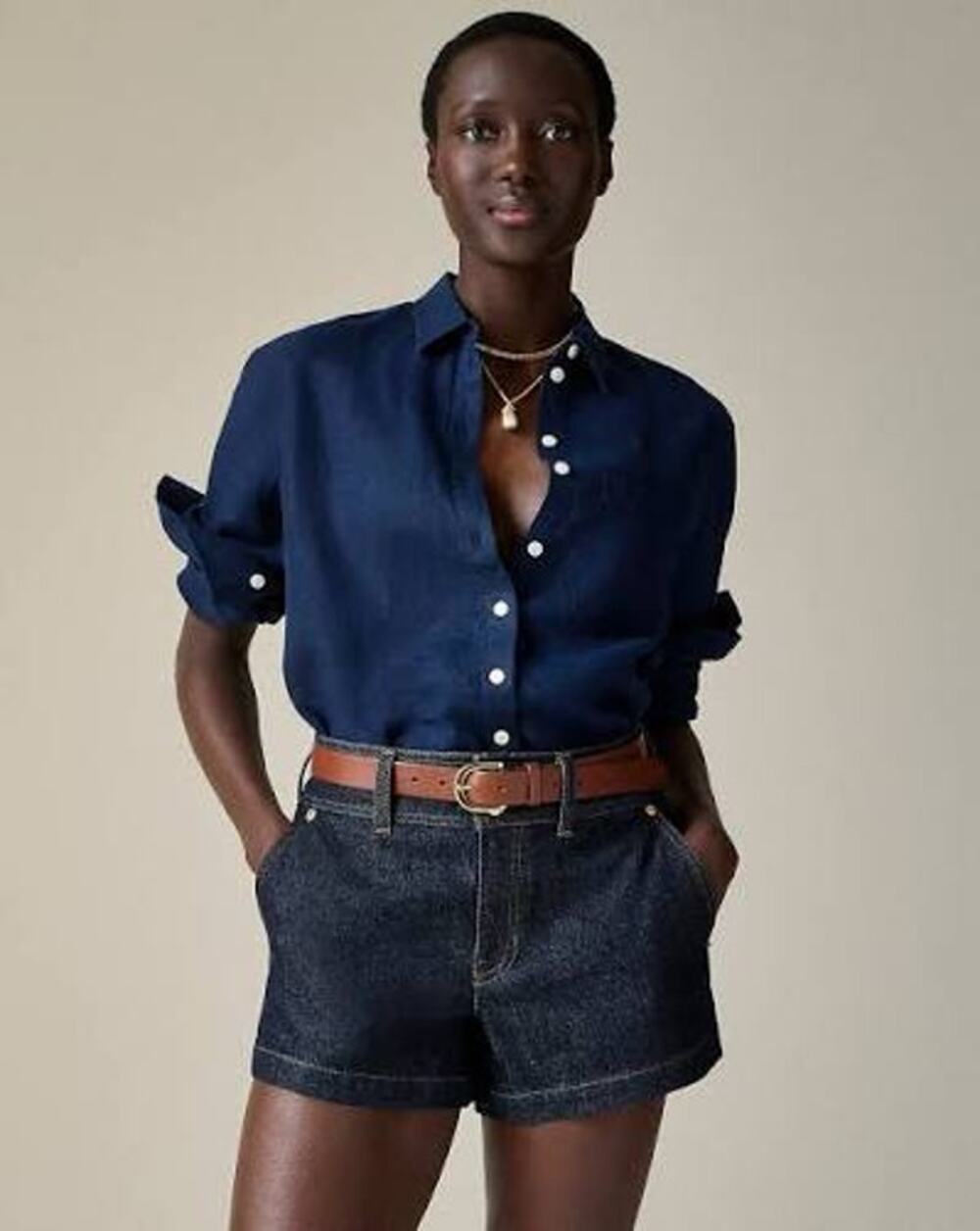 NWT J.Crew Garçon Classic Shirt in Baird McNutt Irish Linen in Navy size 6